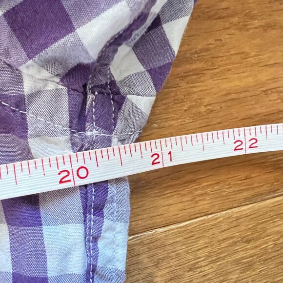 J.Crew Factory Shirt Size M Purple/White Slim Button Up Gingham Check - Picture 5 of 9